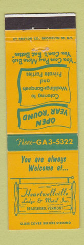 Matchbook Cover - Heartwellville Lodge Motel Readsboro VT