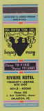 Matchbook Cover - Riviere Hotel Swanton VT