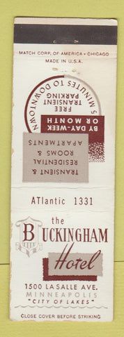 Matchbook Cover - Buckingham Hotel Minneapolis MN WEAR