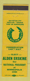 Matchbook Cover - Izaak Walton League Alden Erskine Minneapolis MN 1960 WEAR