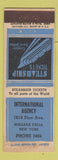 Matchbook Cover International Agency Steamship Tickets Niagara Falls NY ADVANCE