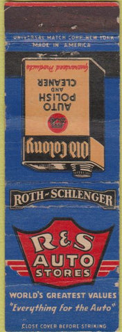 Matchbook Cover - Old Colony Auto Polish Rosco oil WORN