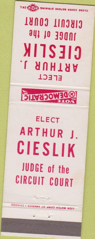 Matchbook Cover - Arthur Cieslik Judge