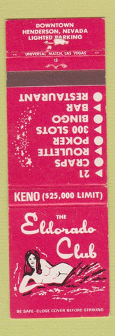 Matchbook Cover - Eldorado Club Henderson NV girlie casino