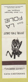 Matchbook Cover - Bar La Folie Chapais QC girlie strip club