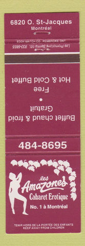 Matchbook Cover - Les Amazone's Cabaret Strip club girlie Montreal QC