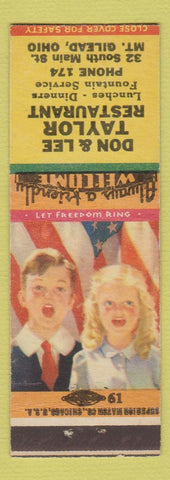 Matchbook Cover - Don & Lee Taylor Restaurant Mount Gilead OH