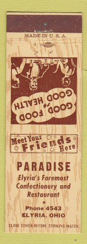 Matchbook Cover - Paradise Restaurant Elyria OH