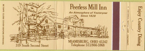 Matchbook Cover - Peerless Mill Inn Miamisburg OH