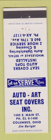 Matchbook Cover - Auto Art Seat Covers Columbus OH
