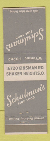 Matchbook Cover - Schulman's Restaurant Shaker Heights OH