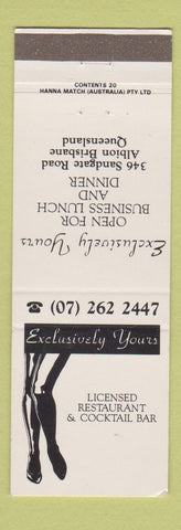 Matchbook Cover - Exclusively Yours Queensland Albion Brisbane Australia