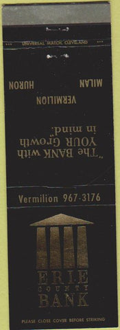 Matchbook Cover - Erie County Bank Milon Huron Vermilion OH