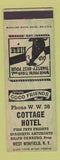 Matchbook Cover - Cottage Hotel West Winfield NY
