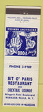 Matchbook Cover - Bit o Paris Restaurant Niagara Falls NY
