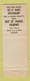 Matchbook Cover - Bit o Paris Restaurant Niagara Falls NY