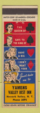 Matchbook Cover - Yamens Valley Rest Inn Newark Valley NY