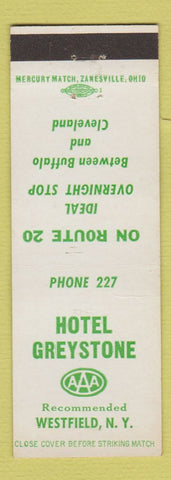 Matchbook Cover - Hotel Greystone Westfield NY