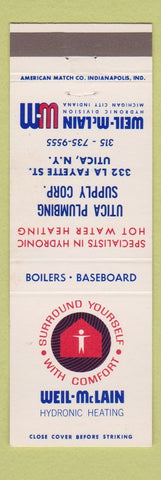 Matchbook Cover - Weil McLain Hydronic Heating Utica NY