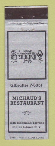 Matchbook Cover - Michaud's Restaurant Staten Island NY