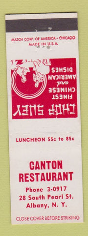 Matchbook Cover - Canton Restaurant Albany NY Chinese
