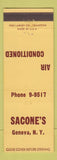 Matchbook Cover - Sacone's Geneva NY restaurant