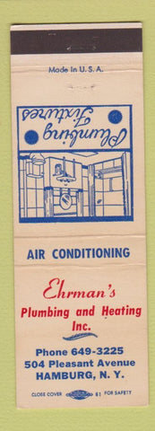 Matchbook Cover - Ehrman's Plumbing Heating Hamburg NY