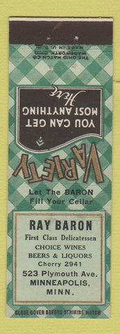 Matchbook Cover - Ray Baron Deli Minneapolis MN