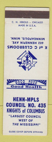 Matchbook Cover - Knights of Columbus Minneapolis MN