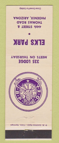 Matchbook Cover - Elks Lodge Phoenix AZ