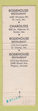 Matchbook Cover - Rodehouse Restaurant St Louis Fenton St Charles MO Phoneix