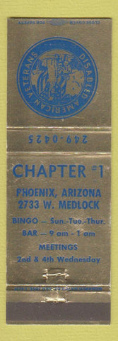 Matchbook Cover - DAV Disabled Veterans Phoenix AZ