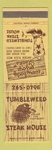 Matchbook Cover - Tumbleweed Steak House Phoenix AZ