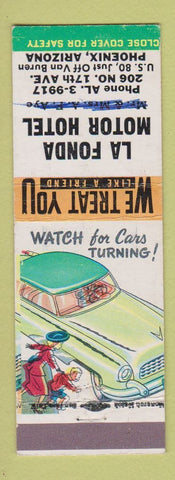 Matchbook Cover - La Fonda Motor Hotel Phoenix AZ BLACKED OUT NAMES