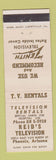 Matchbook Cover - Reid's TV Phoenix AZ Zenith