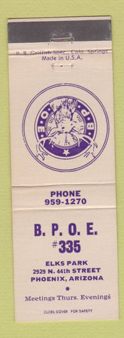 Matchbook Cover - Elks Lodge Phoenix AZ