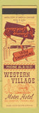 Matchbook Cover - Western Village Motor Hotel Phoenix AZ