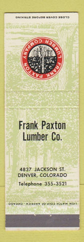 Matchbook Cover - Frank Paxton Lumber Denver Colorado