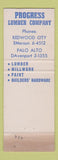 Matchbook Cover - Progress Lumber Redwood City CA WEAR