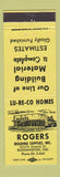 Matchbook Cover - Rogers Building Suply Lumber Bloomington IN