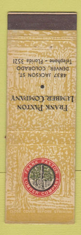 Matchbook Cover - Frank Paxton Lumber Denver Colorado WEAR