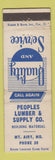 Matchbook Cover - Peoples Lumber Supply Mount Airy MD WEAR