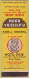 Matchbook Cover - Hotel Dixie New York City