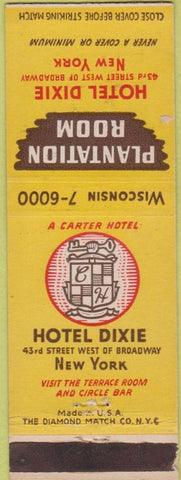 Matchbook Cover - Hotel Dixie New York City