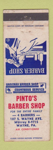 Matchbook Cover - Pinto's Barber Shop Wayne PA WEAR