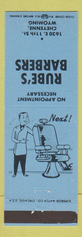 Matchbook Cover - Rube's Barber Shop Cheyenne WY