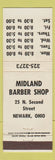 Matchbook Cover - Midland Barber Shop Newark OH