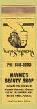 Matchbook Cover - Mayme's Beauty Shop Estes Park Colorado WEAR