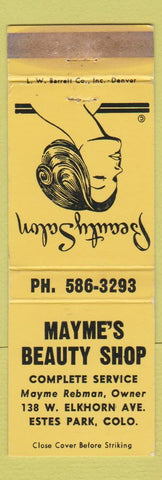Matchbook Cover - Mayme's Beauty Shop Estes Park Colorado WEAR