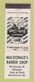 Matchbook Cover - Macdonald's Barber Shop Brockville ON